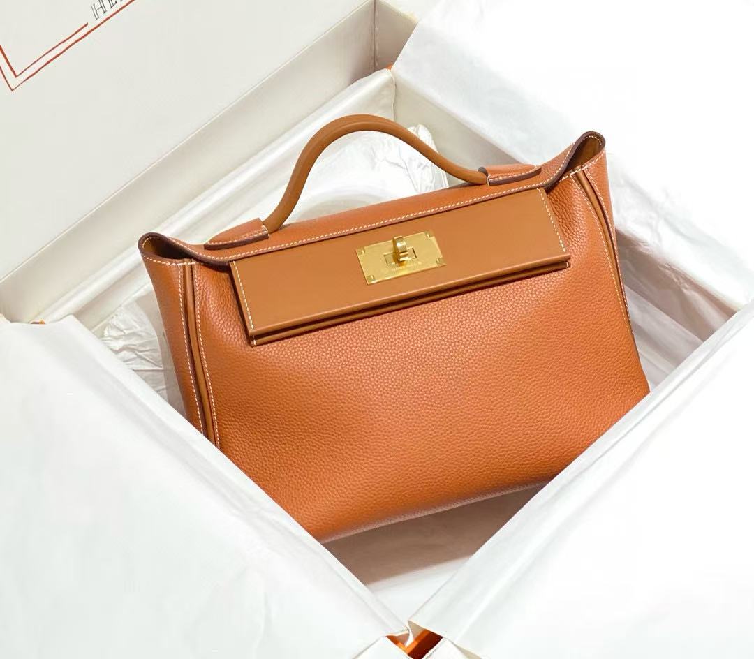 HM 24/24 Mini Bag Gold Evercolor Leather Gold Hardware
