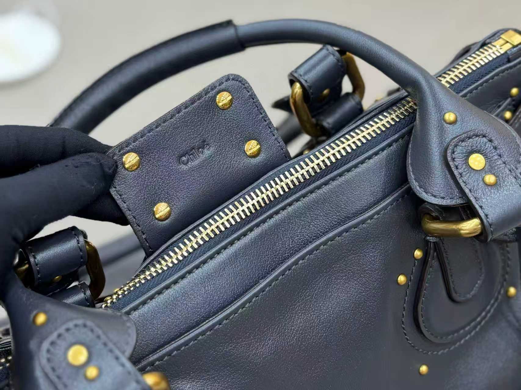 Chloe 2025 Paddington Bag Black Grained Leather.