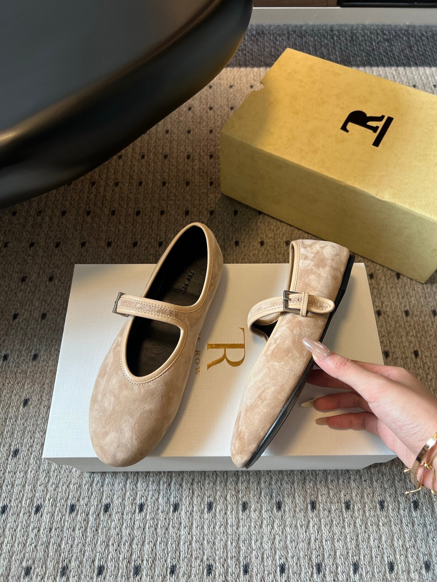 TR 26SS One-Strap Mary Jane Flats Horsehair 36166
