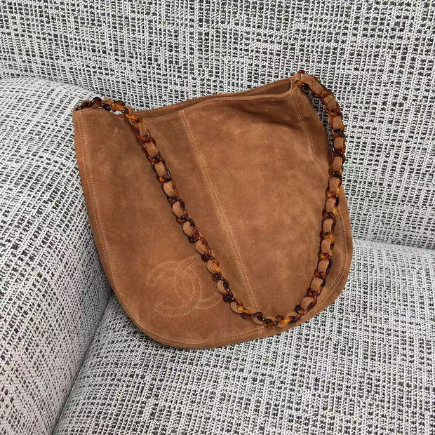 Chanel 2026 Shoulder Bag 33cm Brown Suede