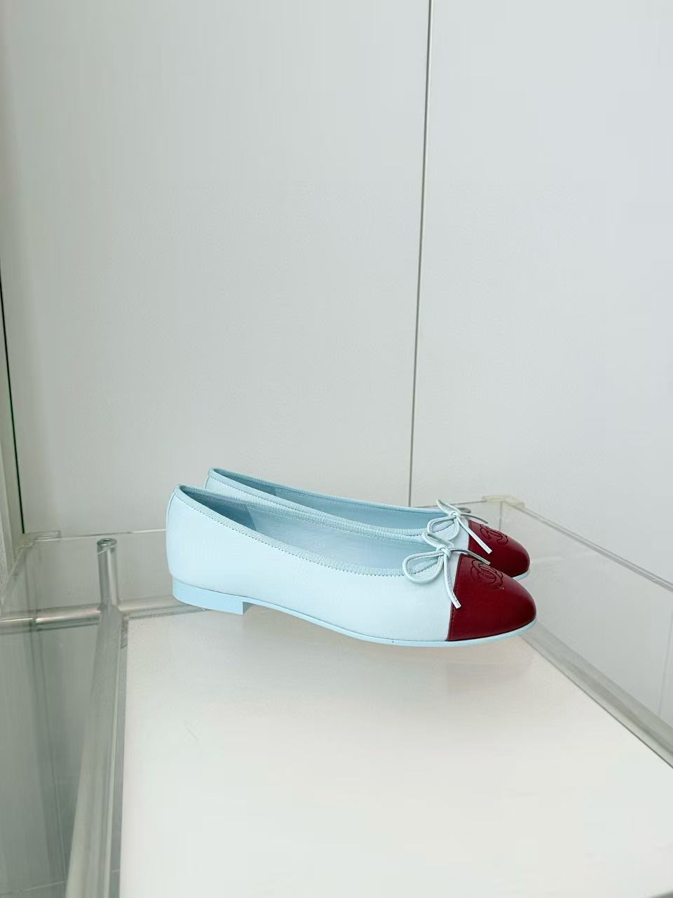 Chanel 2026 Ballet Flat Light Blue Brown Lambskin
