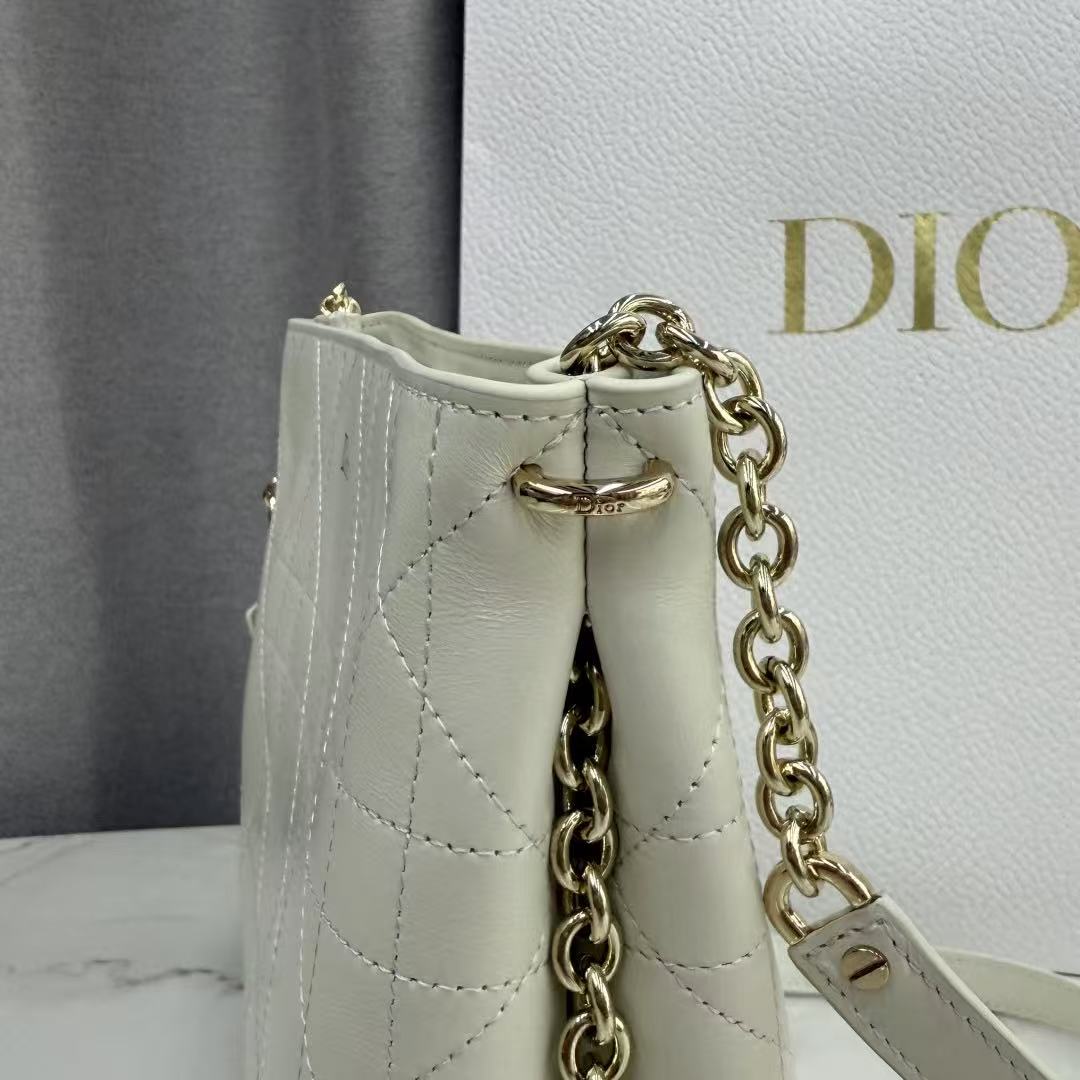 CD 26s Trianon Bag with Chain White Lambskin