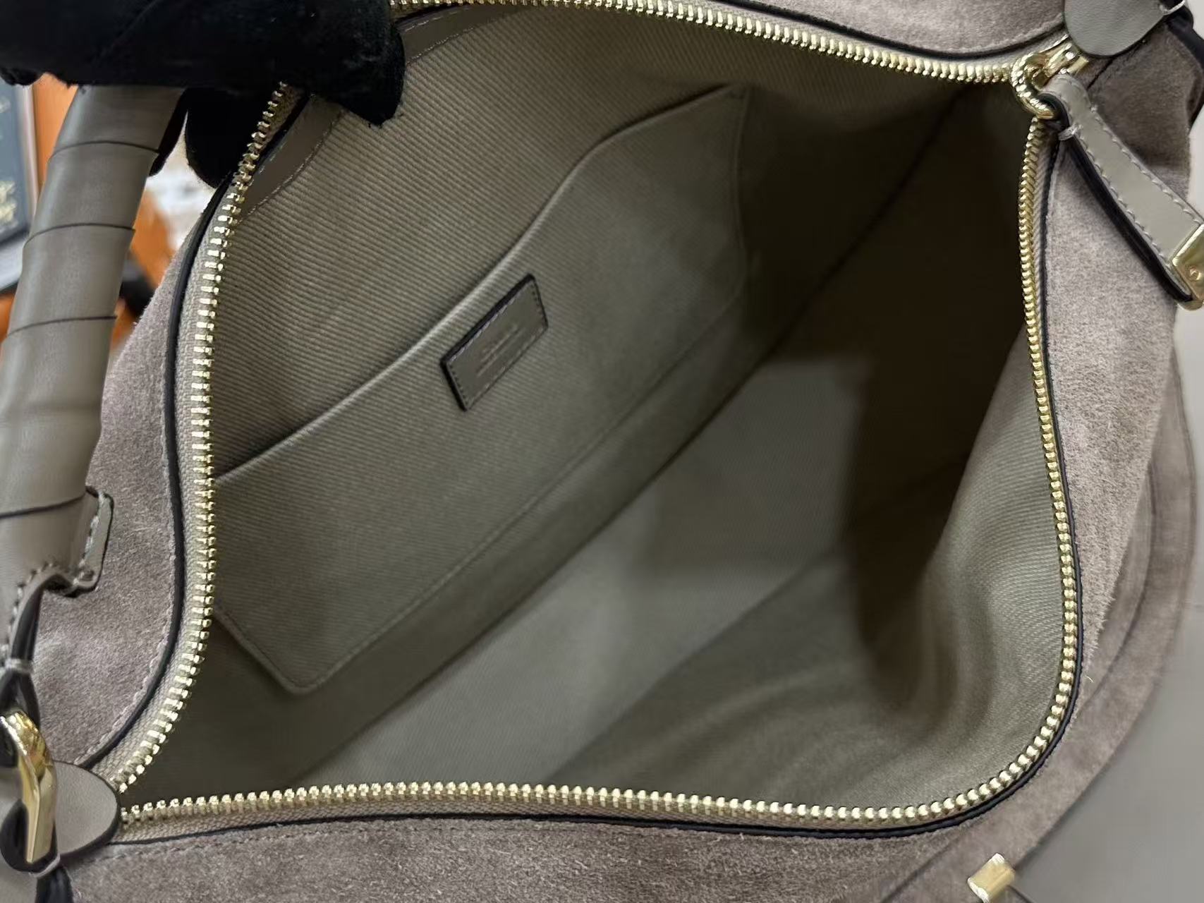 Chloe 26s Marcie Suede Shoulder Bag Grey Suede