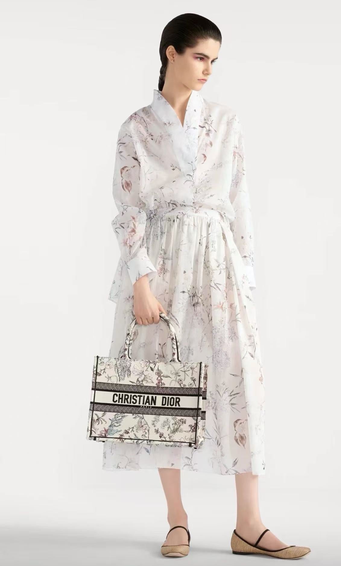 CD 2026 Belted Midi Dress Ivory Cotton