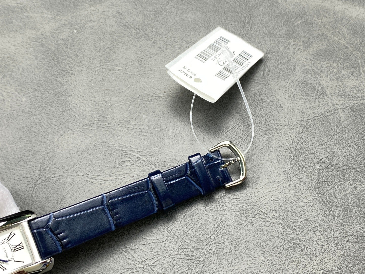 Tank Américaine 20mm Silver Case Dark Blue Leather Strap
