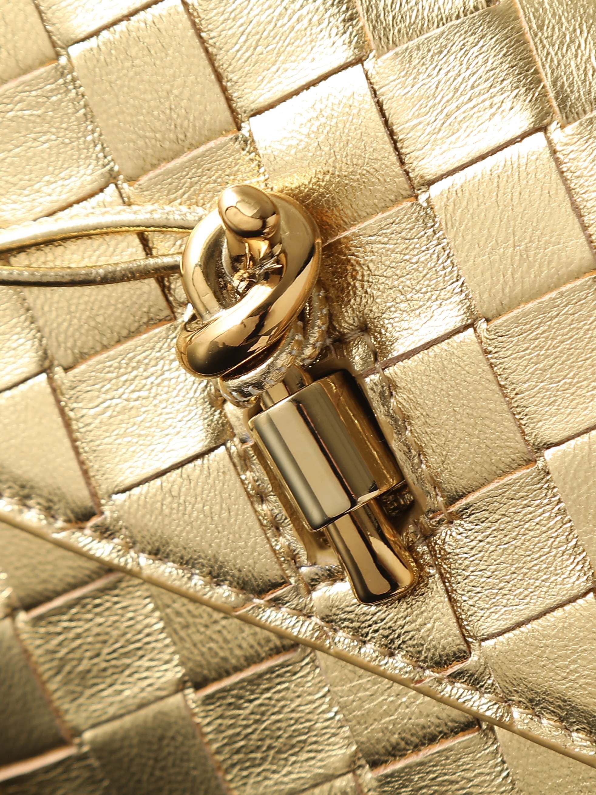 Andiamo Clutch 31cm Gold Intrecciato Leather