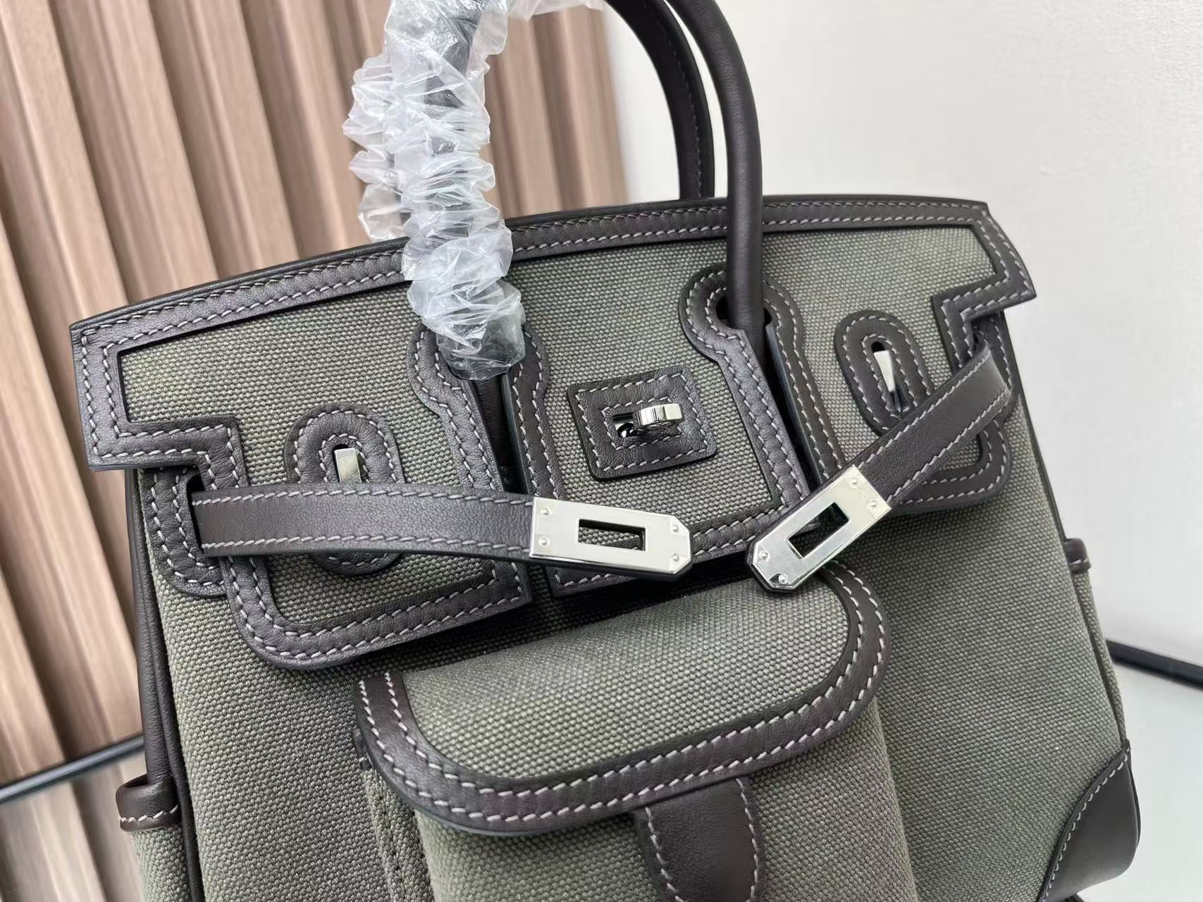 HM Birkin 25 Cargo Olive Green Black Olive Green Black