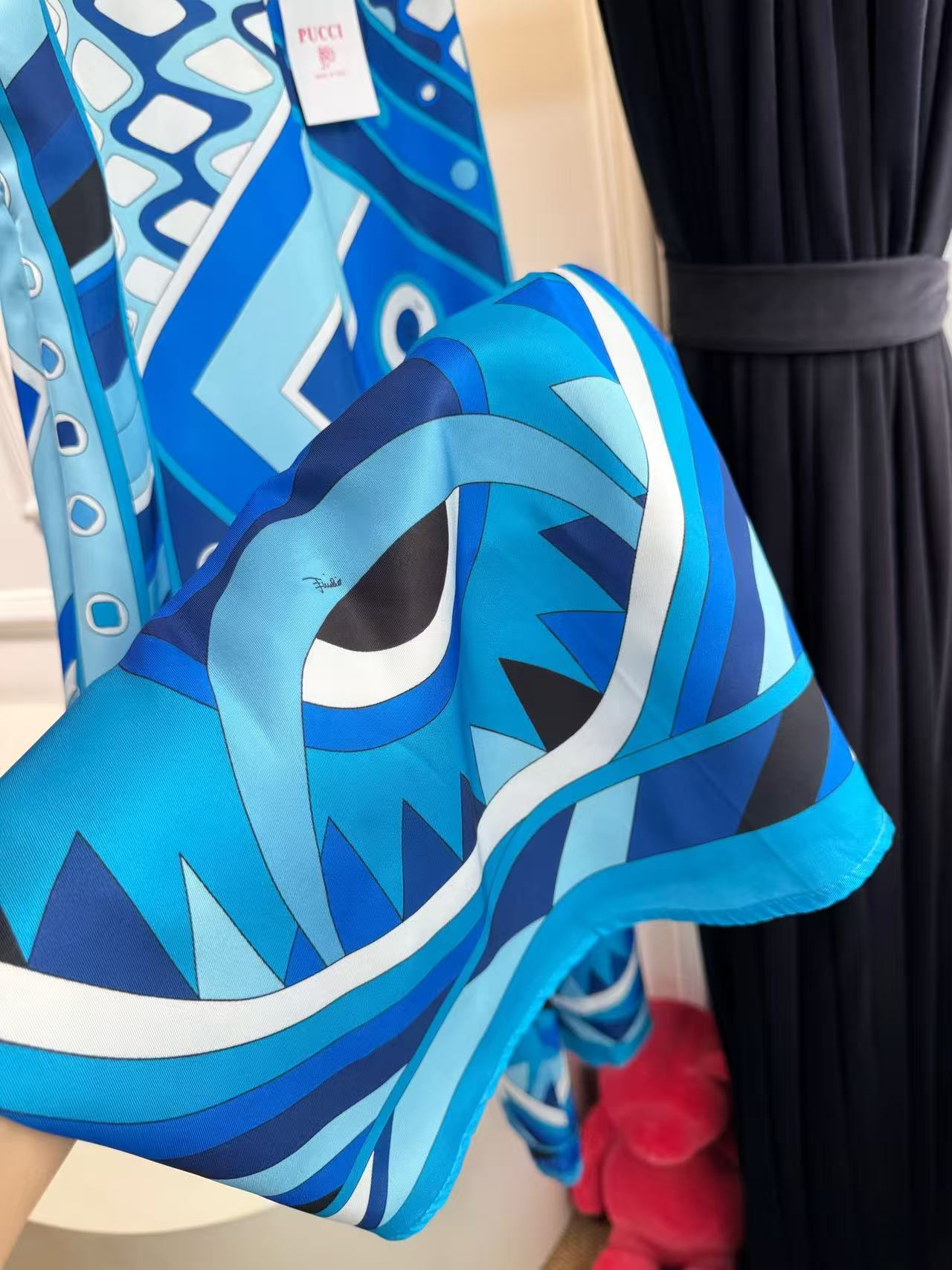 Pucci Vivara Print High-Rise Wide-Leg Pants Blue Silk