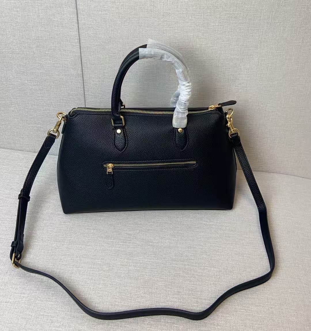 Coach Georgia Satchel Bag Black Pebble Leather