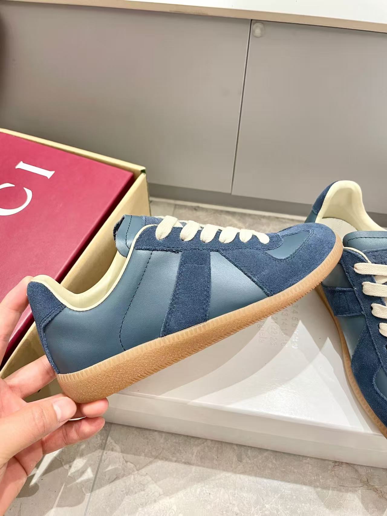 Maison Margiela Sneaker Deep Slate Blue Suede Leather