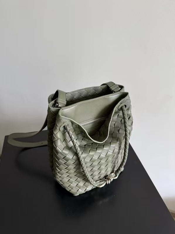 BV Andiamo Small Bucket Bag Olive Green 30cm Lambskin 855758