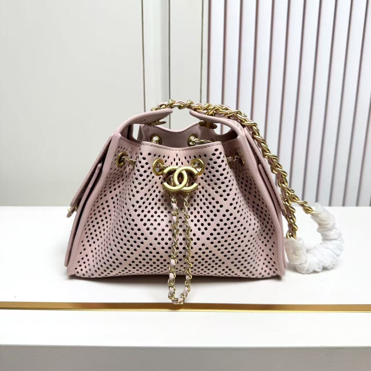 CC 26s Small Handbag 22cm Light Pink Perforated Calfskin