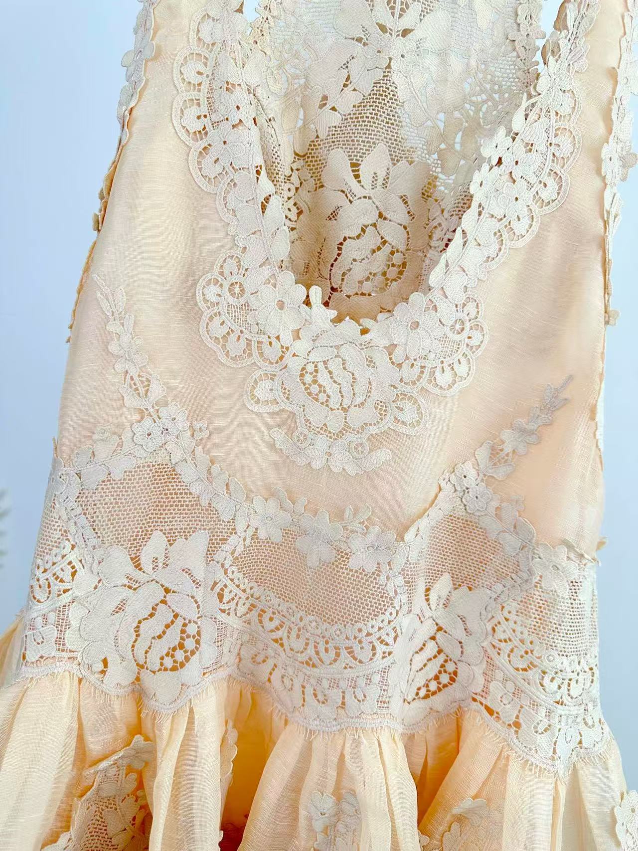 Zimmermann Mini Dress Natura Lace Linen Silk