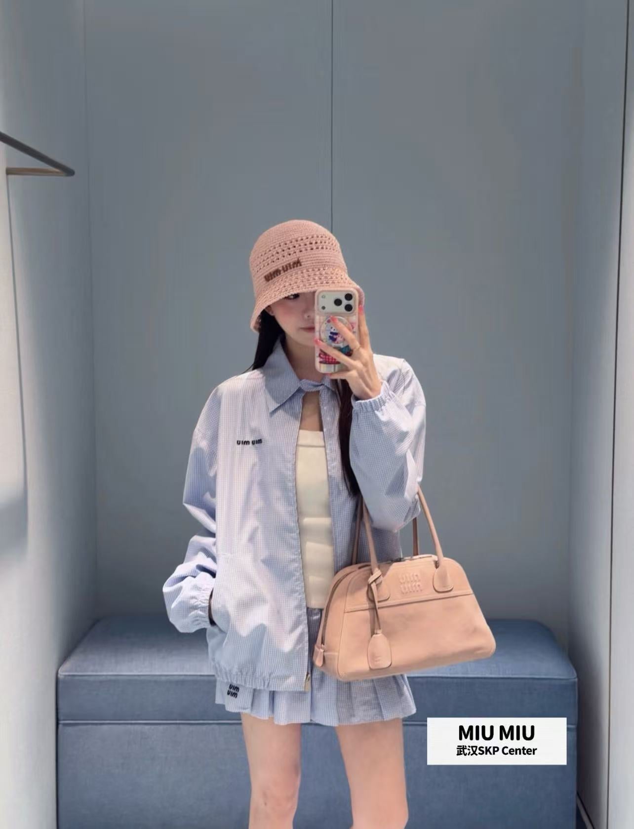 Miu 26s Gingham Check Blouson Jacket