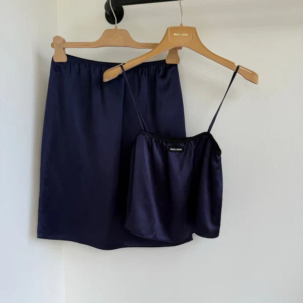 MiuMiu 2026 Set Satin Navy 646105
