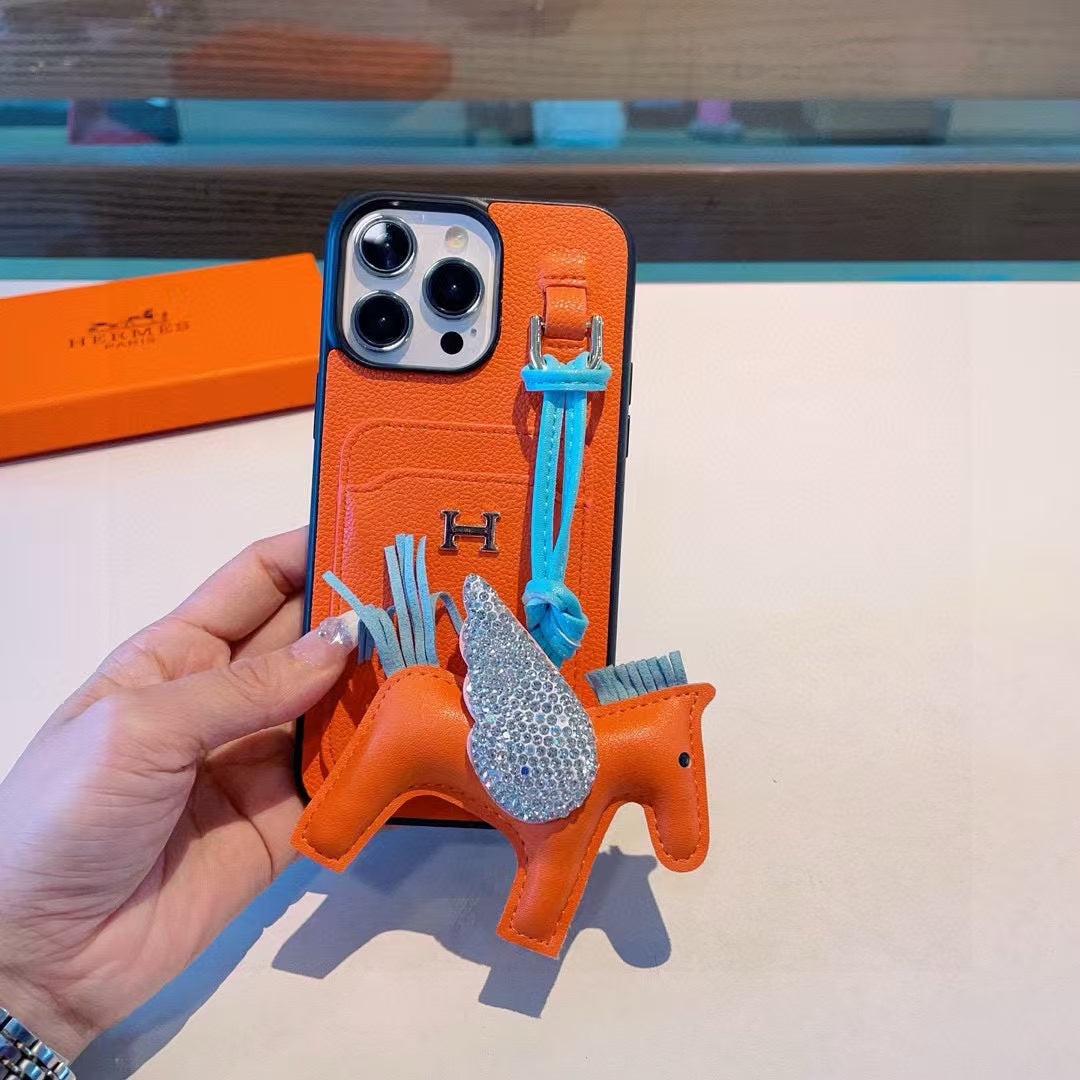 HM Style Orange iPhone Case with Horse Charm