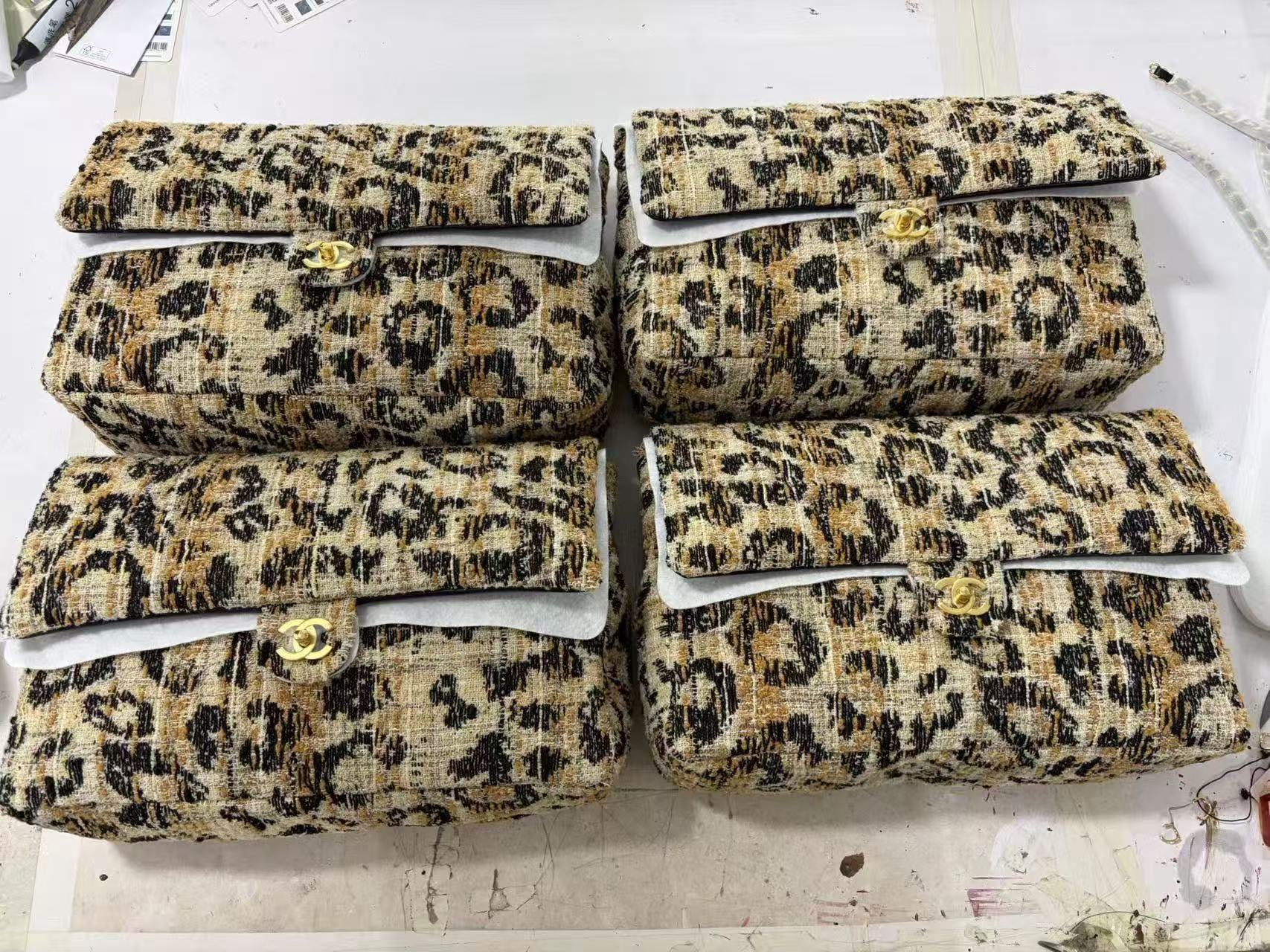 CC Bag 32cm Leopard Print Grosgrain Tweed GHW