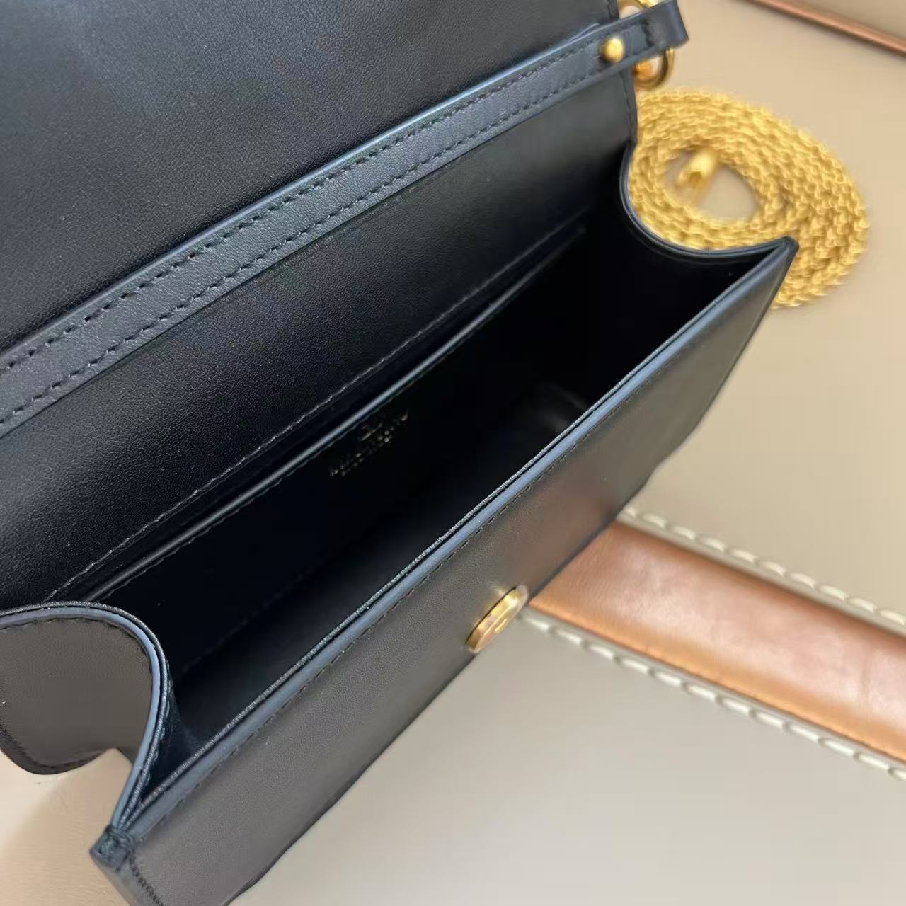 VLTN Small Locò Shoulder Bag Black Calfskin & Crystal