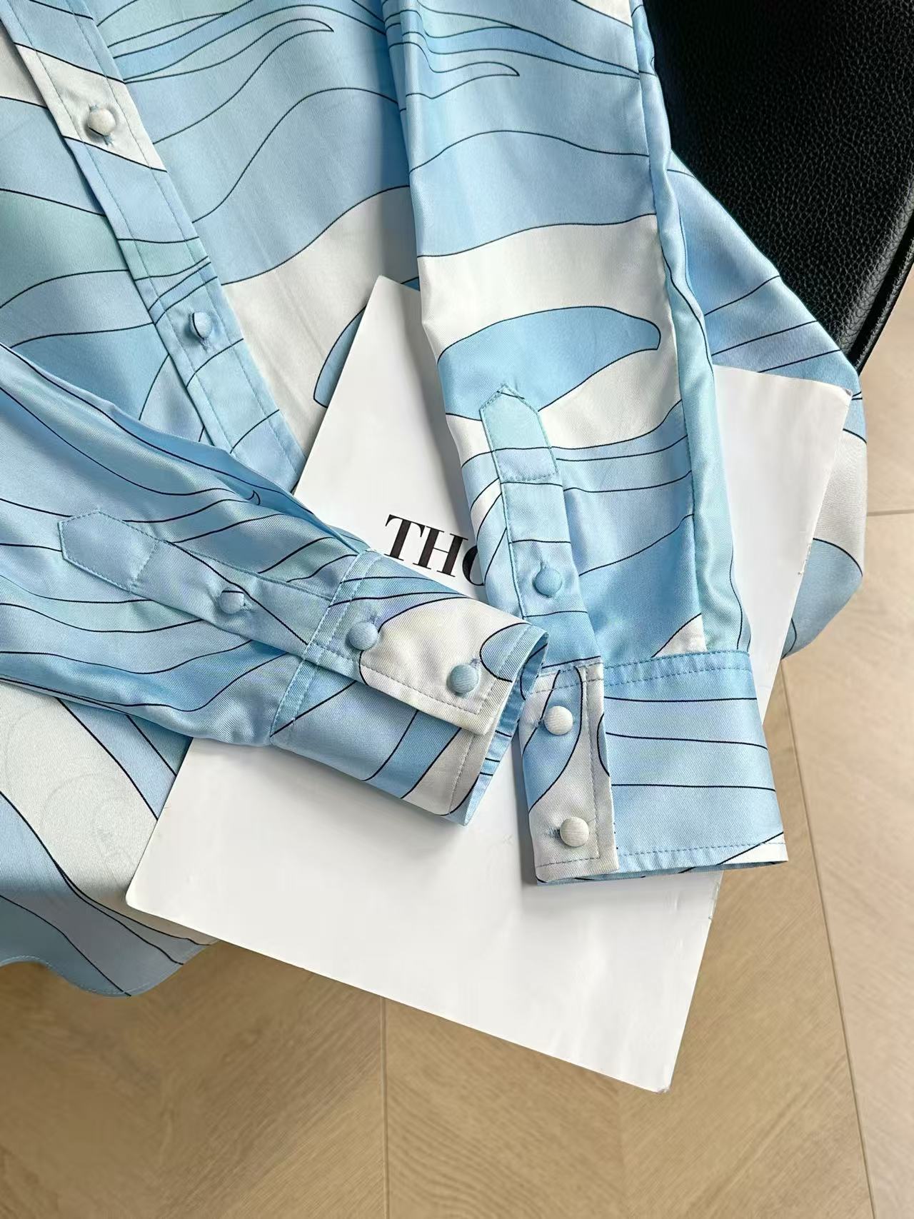 Pucci 26s Marmo-Print Shirt Pant Blue Silk