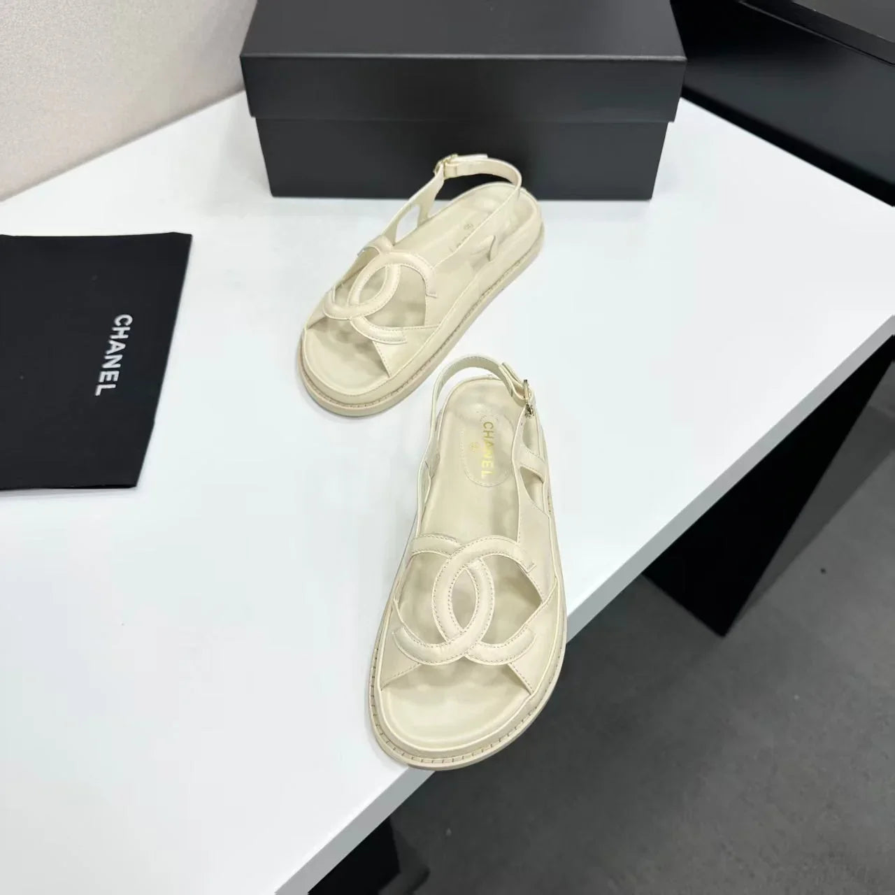 Chanel 2026 Double C Sandal Suede Lambskin