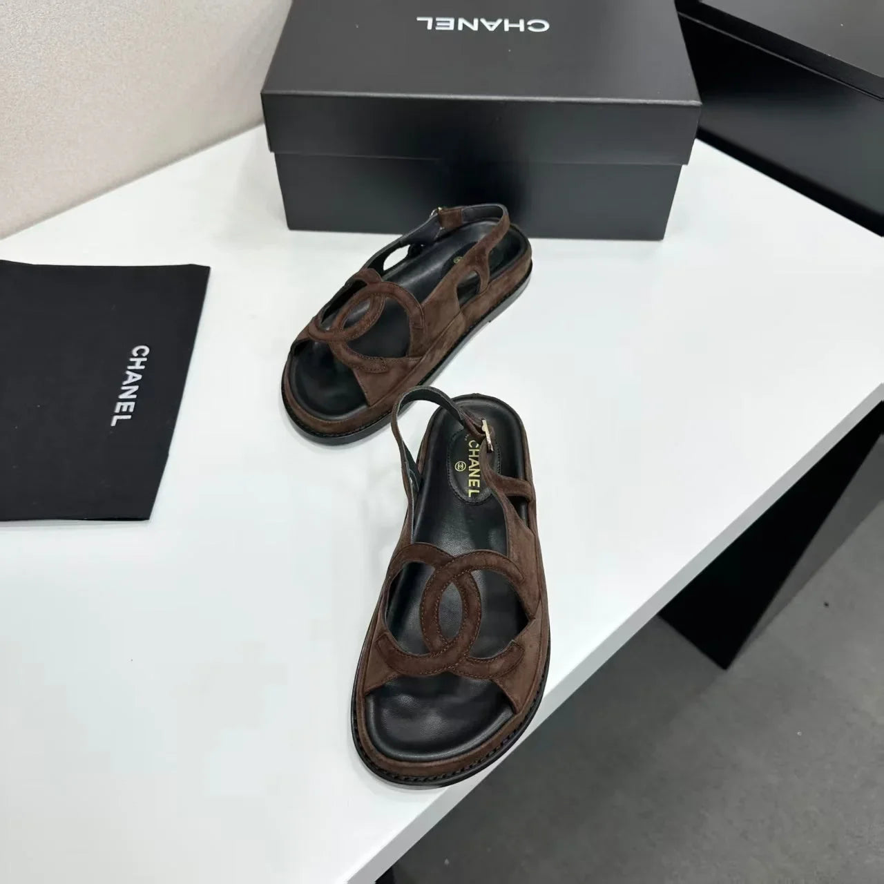 Chanel 2026 Double C Sandal Suede Lambskin