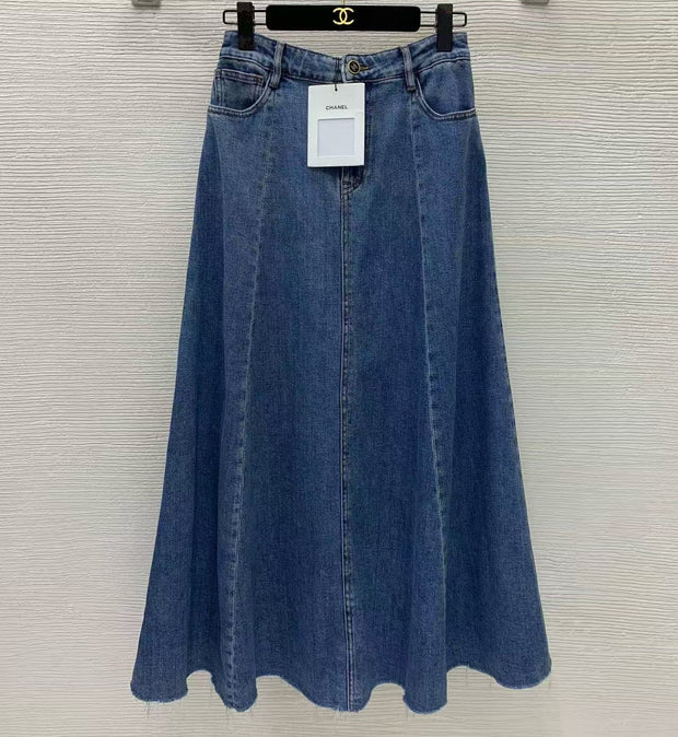 Chanel 2026 Maxi Skirt Blue Denim Cotton 411882