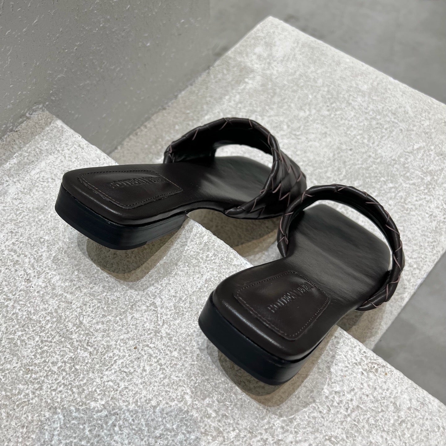 BV Parco Flat Mules Chocolate Leather