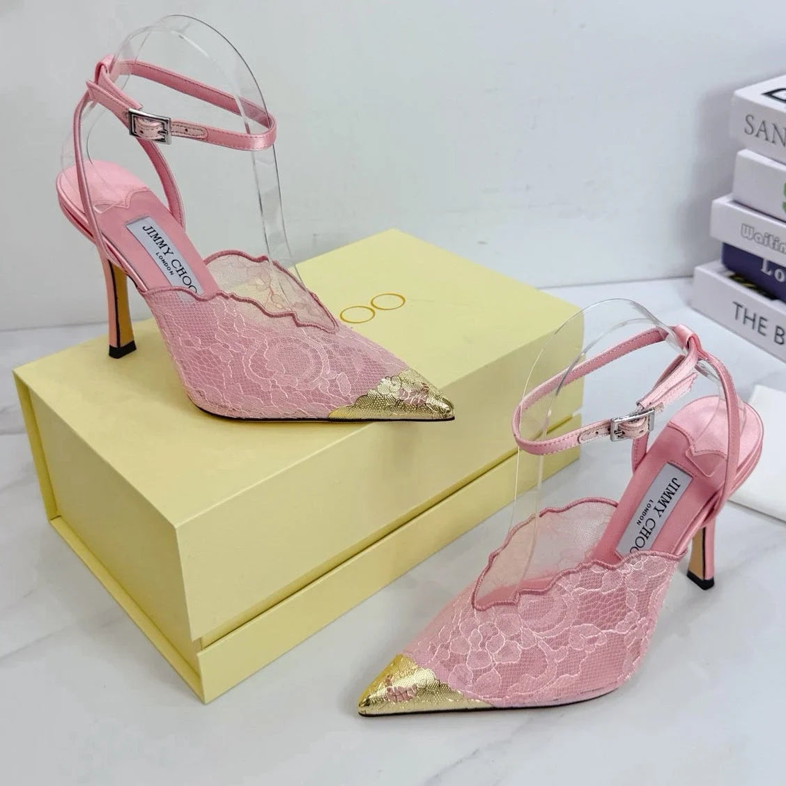 Jimmy Choo 2026 Faiz 100 Pump Gold Toe Lace Leather