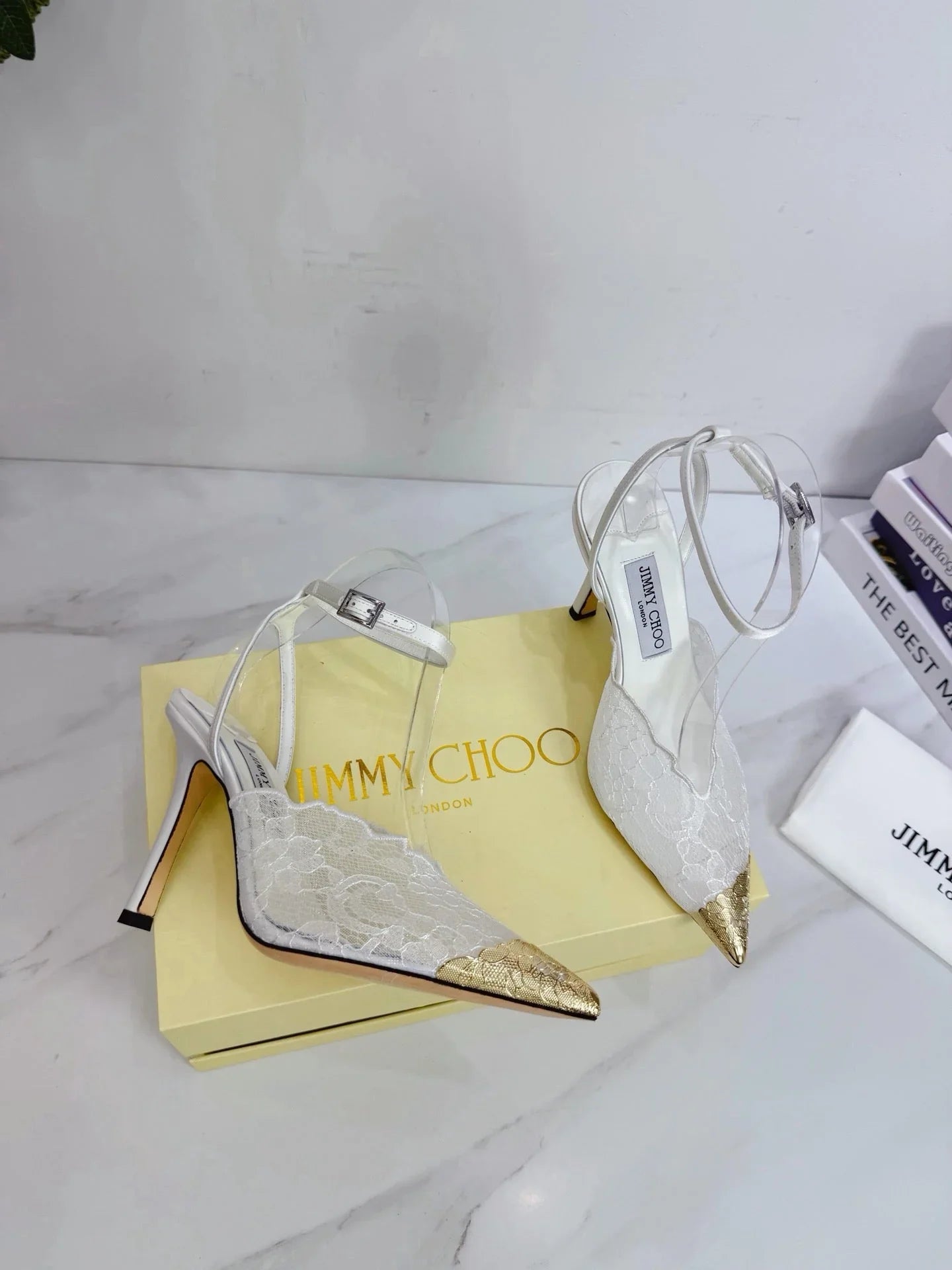 Jimmy Choo 2026 Faiz 100 Pump Gold Toe Lace Leather