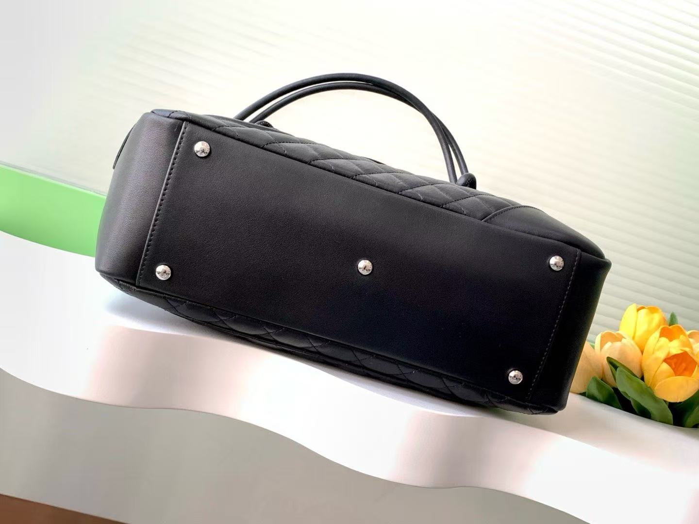 CC 26s Cambon Ligne Large Flap Bag Black Quilted Lambskin