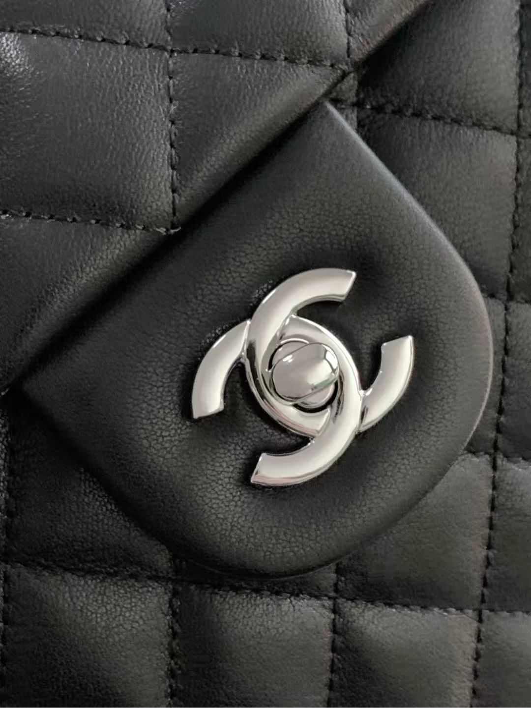 CC 26s Cambon Ligne Large Flap Bag Black Quilted Lambskin