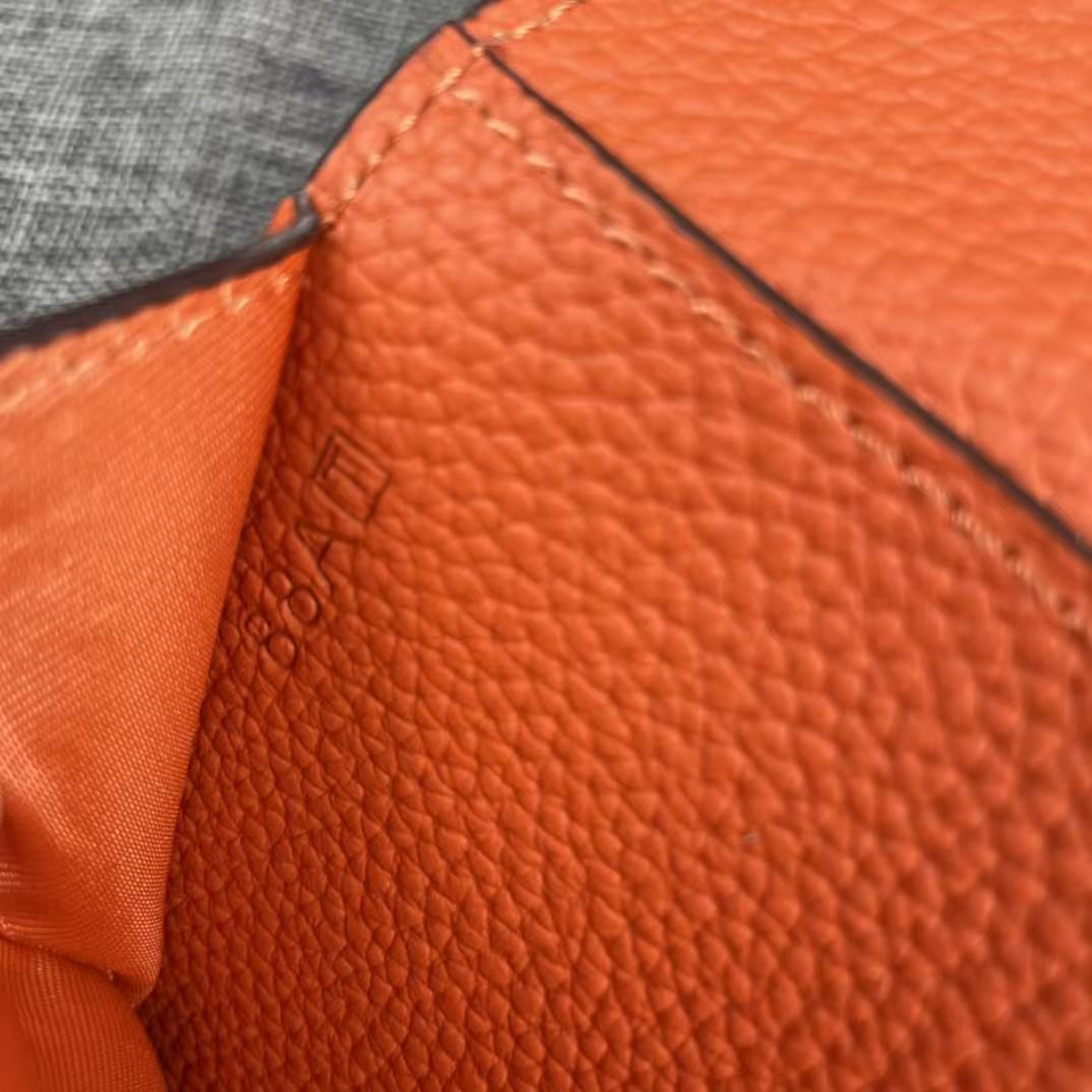 HM Dogon Duo Wallet 20cm In Orange Togo Leather