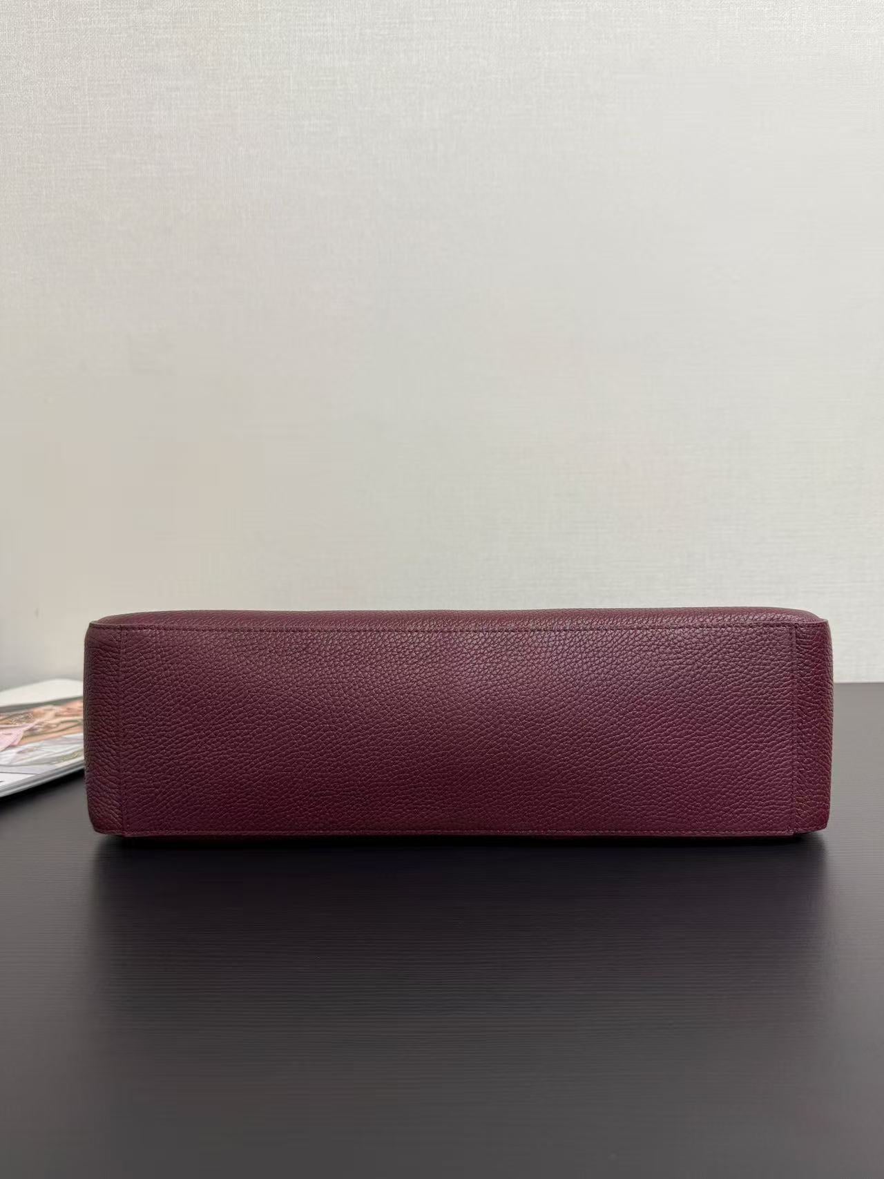 Chanel 2026 Maxi Flap Bag 38.5cm Dark Burgundy Calfskin Sliver Hardware