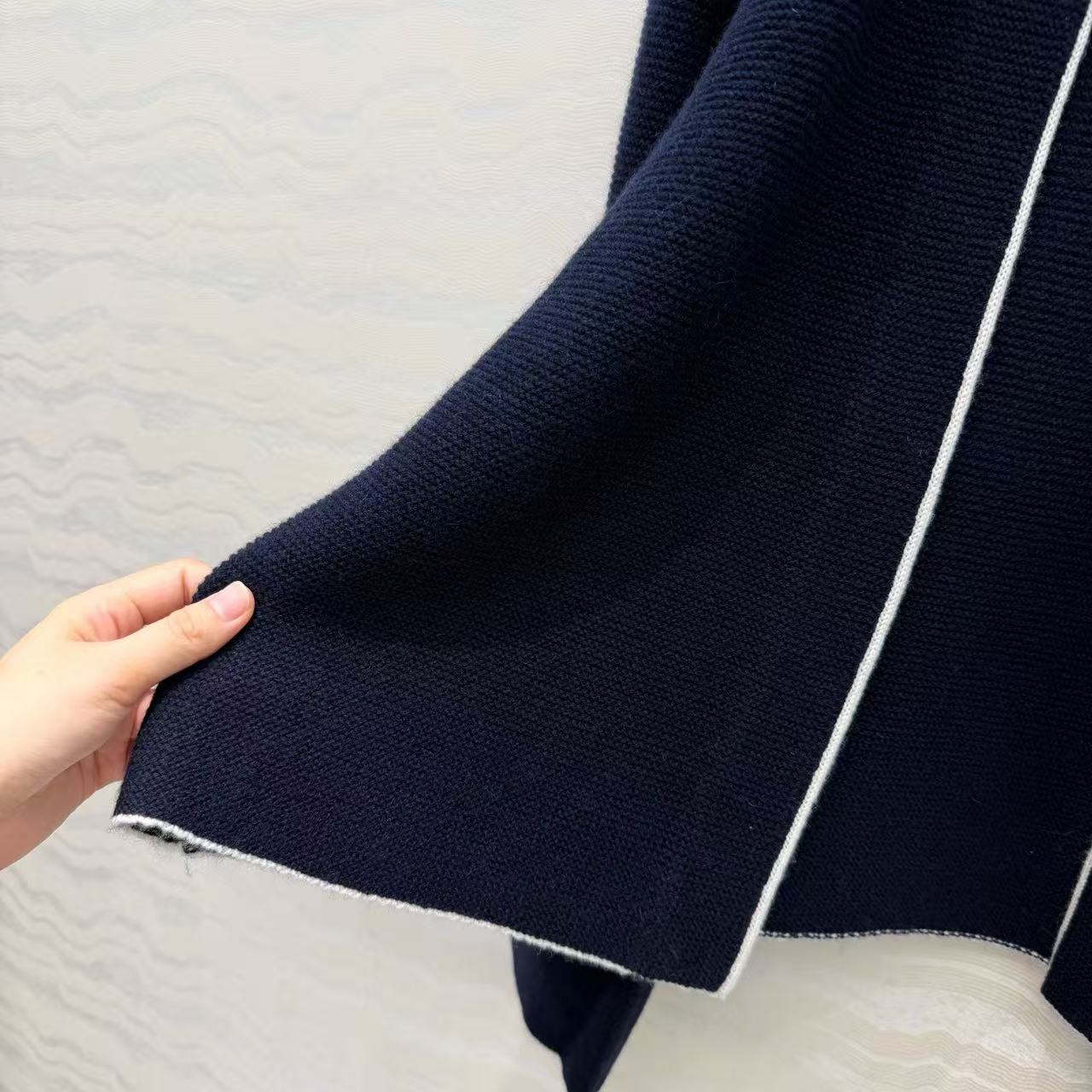 CC 26s Contrast Trim Cardigan Navy Blue Wool