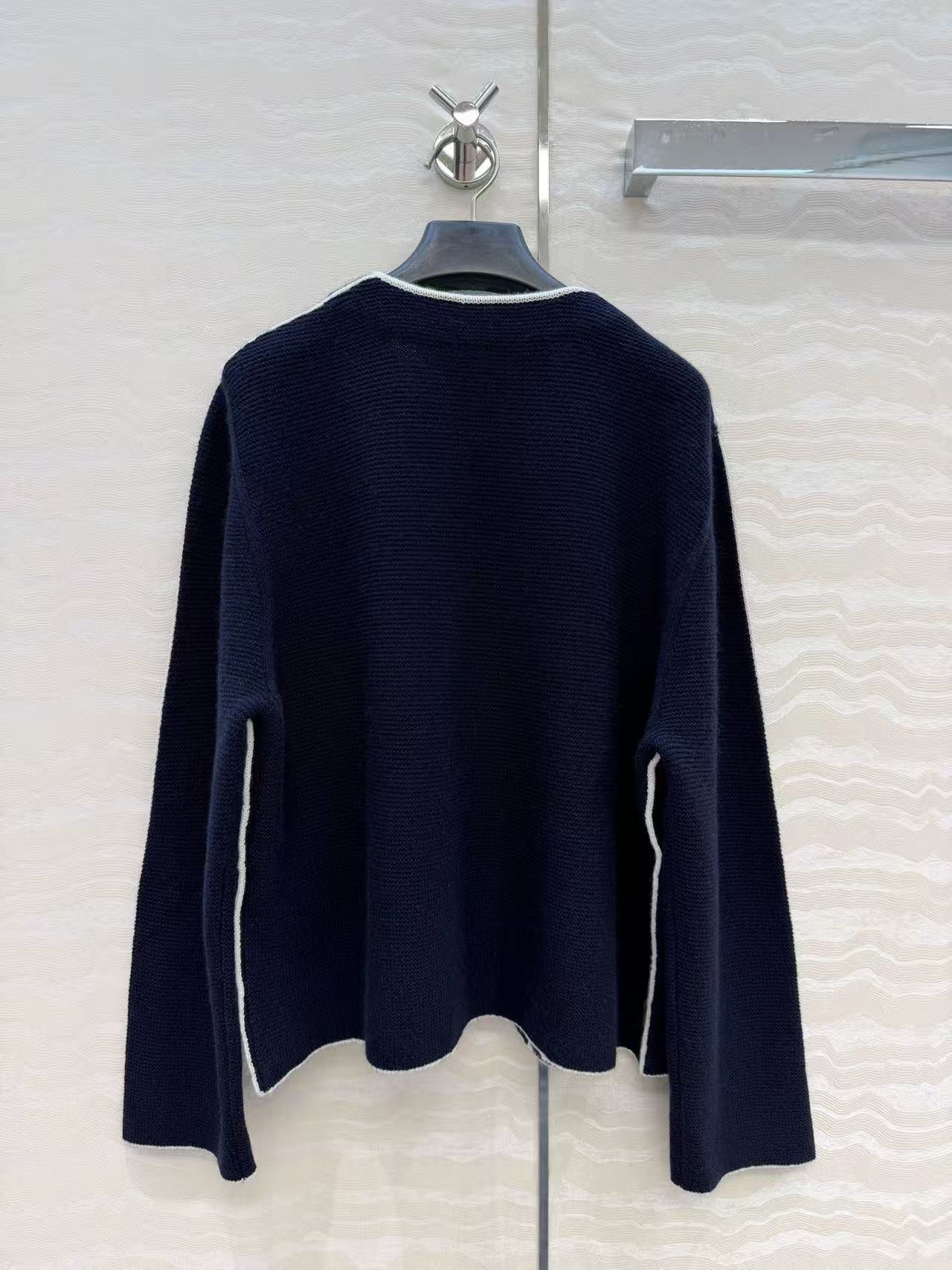 CC 26s Contrast Trim Cardigan Navy Blue Wool