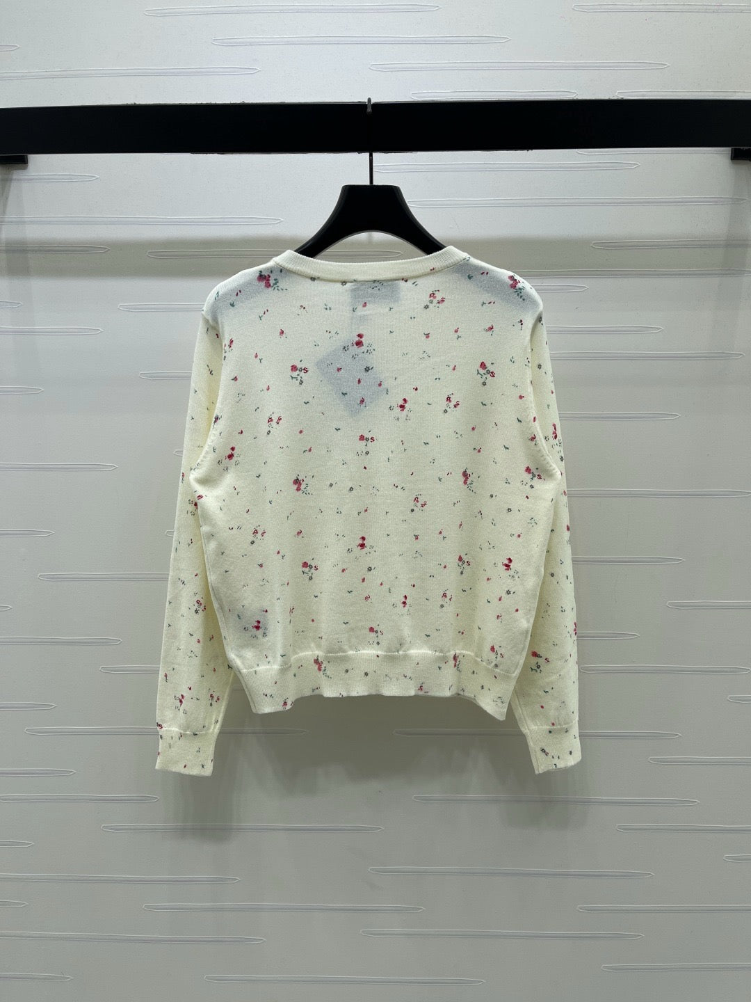 Prada 26s Red Floral Pattern Knitted Cardigan Wool