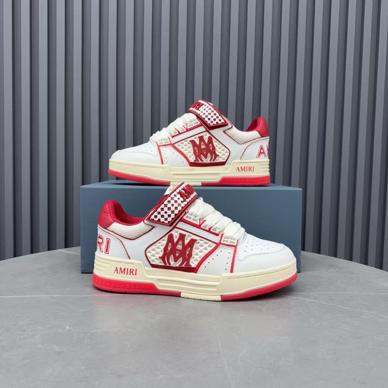 Amiri 26s MA Skyline Sneakers  Red Cowhide Mesh