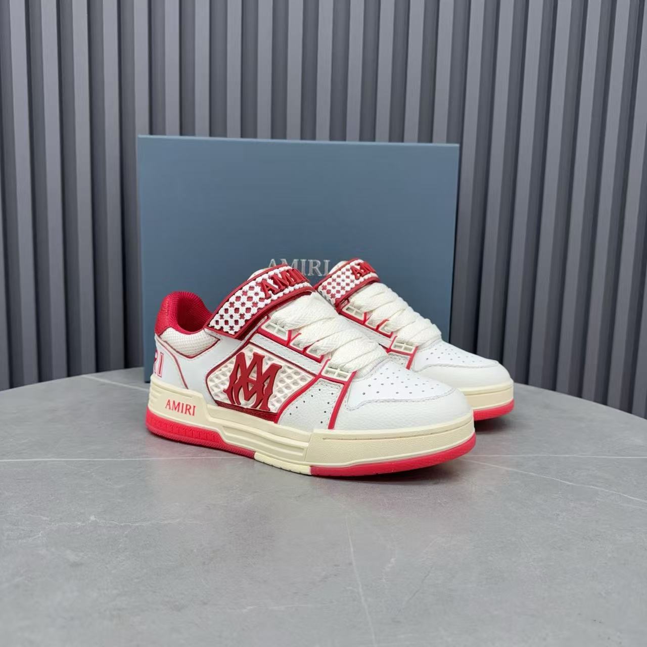 Amiri 26s MA Skyline Sneakers  Red Cowhide Mesh
