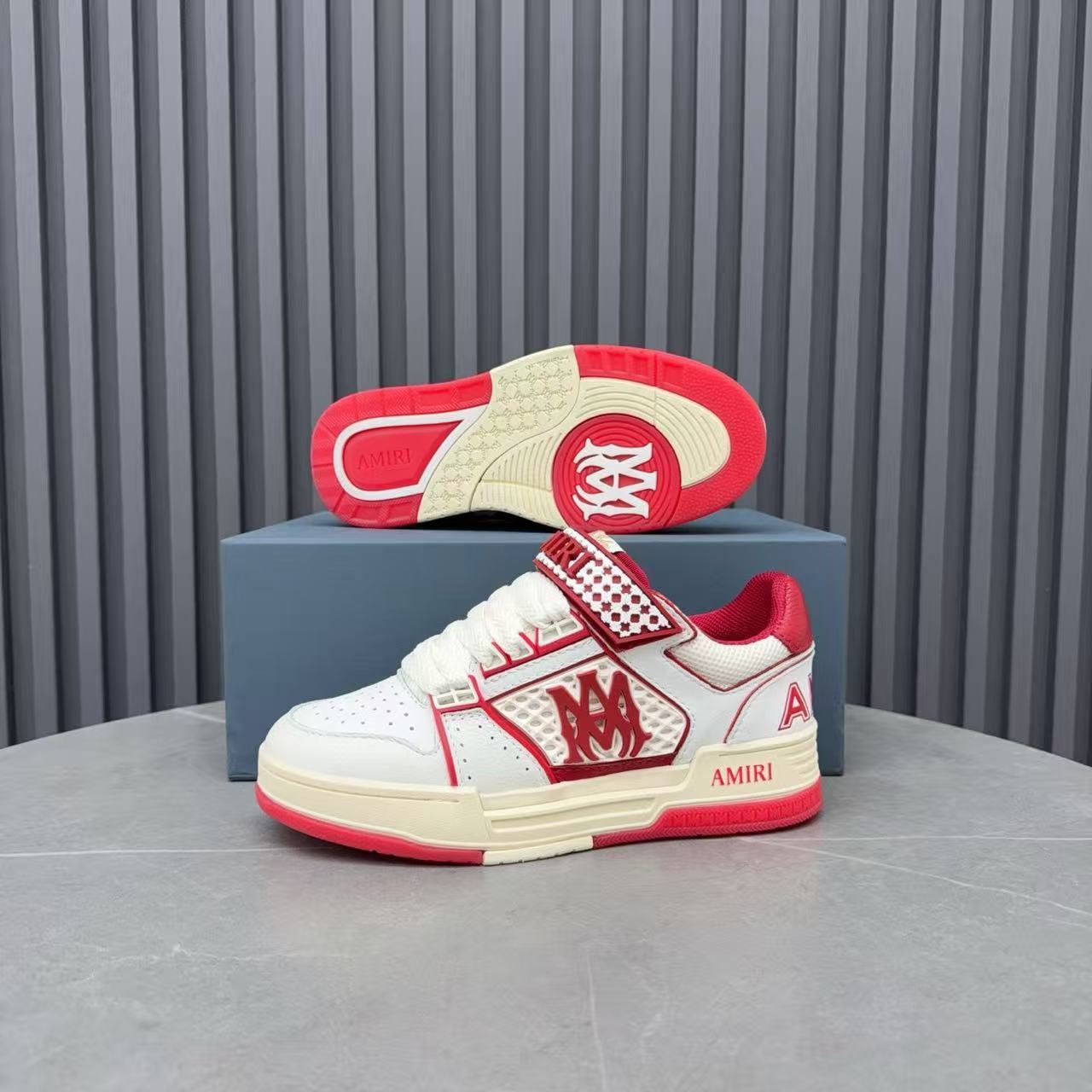 Amiri 26s MA Skyline Sneakers  Red Cowhide Mesh