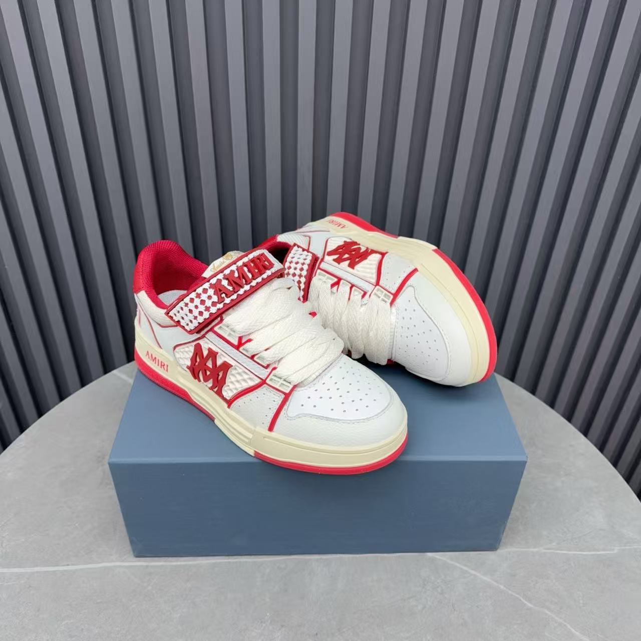 Amiri 26s MA Skyline Sneakers  Red Cowhide Mesh