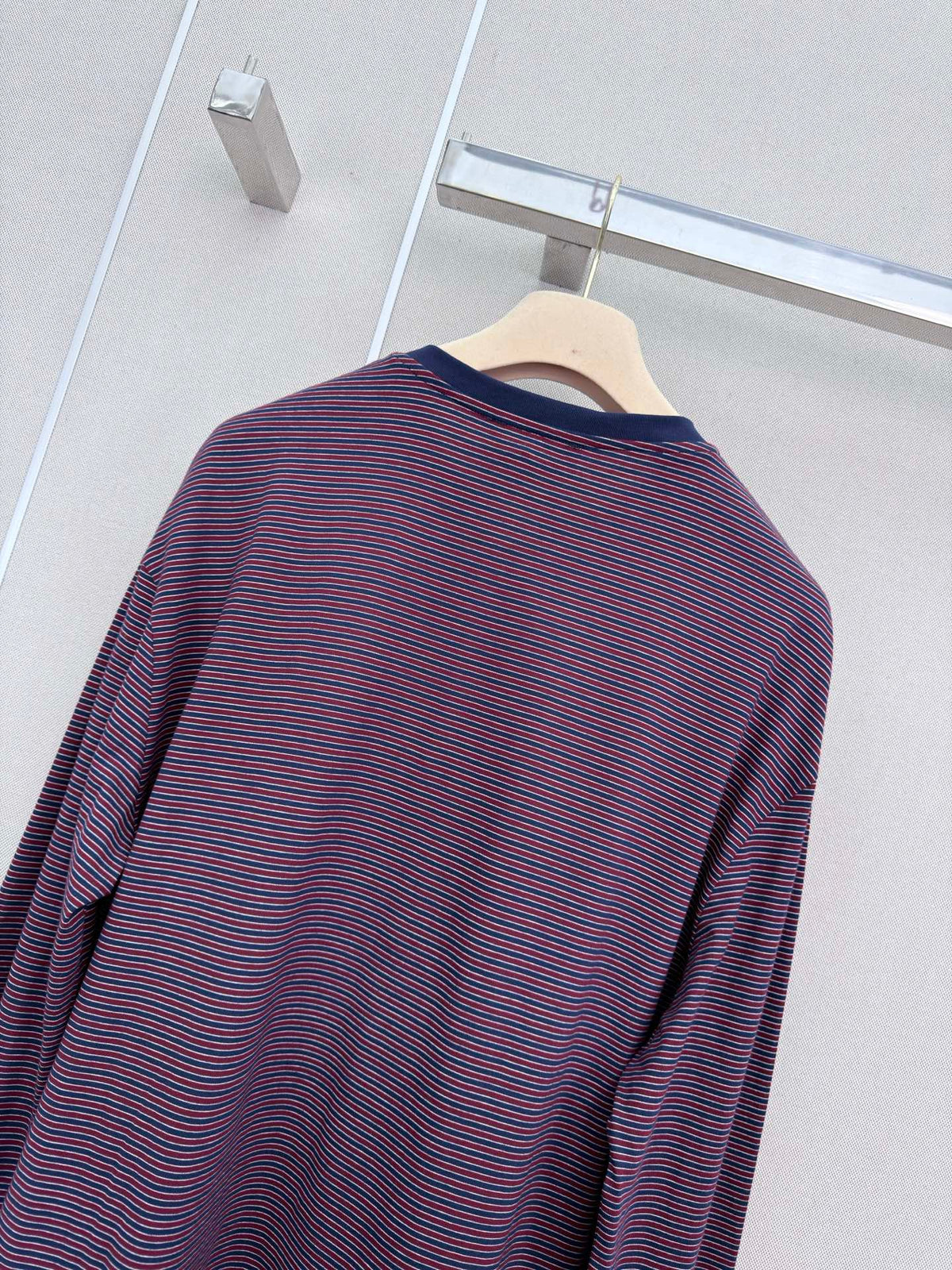Miumiu Jersey Striped Shirt in Burgundy Cotton