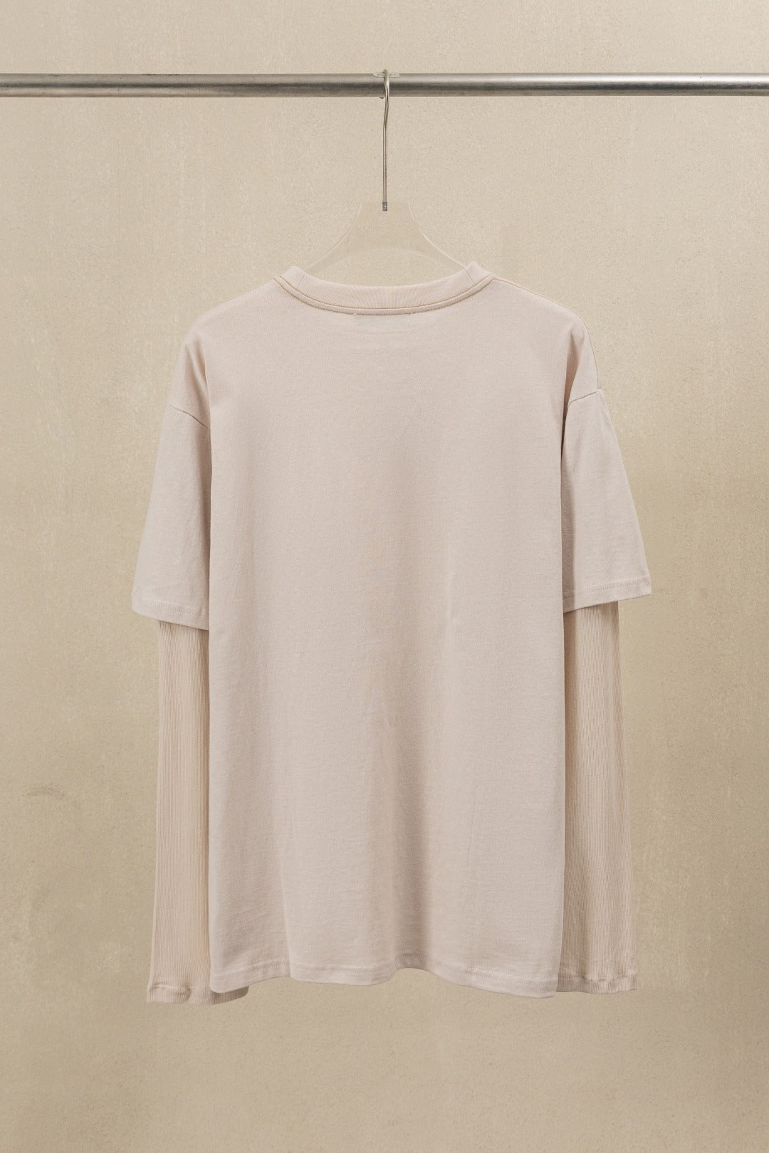 Acne Layered Graphic T-Shirt Warm Beige Cotton