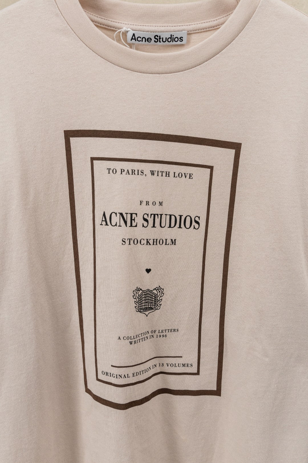 Acne Layered Graphic T-Shirt Warm Beige Cotton
