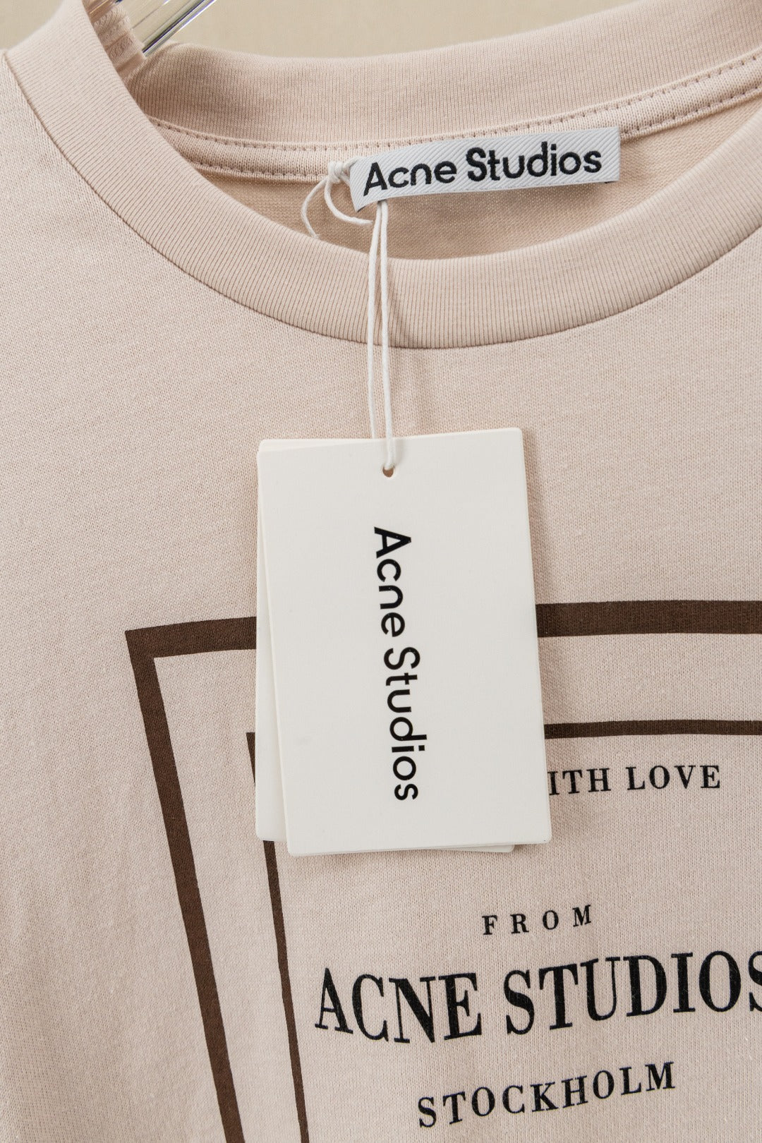 Acne Layered Graphic T-Shirt Warm Beige Cotton