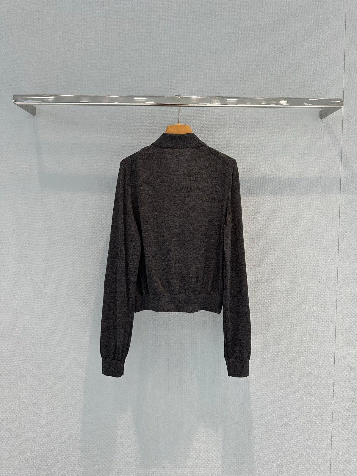 Miu Cardigan With Neck Scarf Anthracite Gray Wool