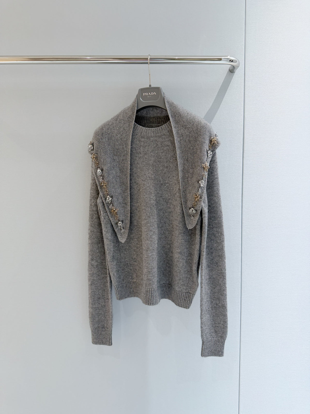 Prad Short-Sleeved Sweater With Scarf Camel Brown Cashmere