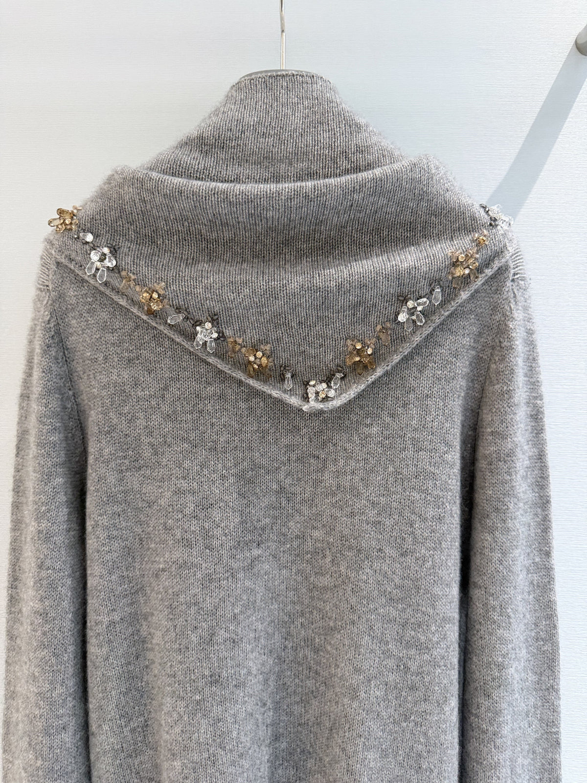 Prad Short-Sleeved Sweater With Scarf Camel Brown Cashmere