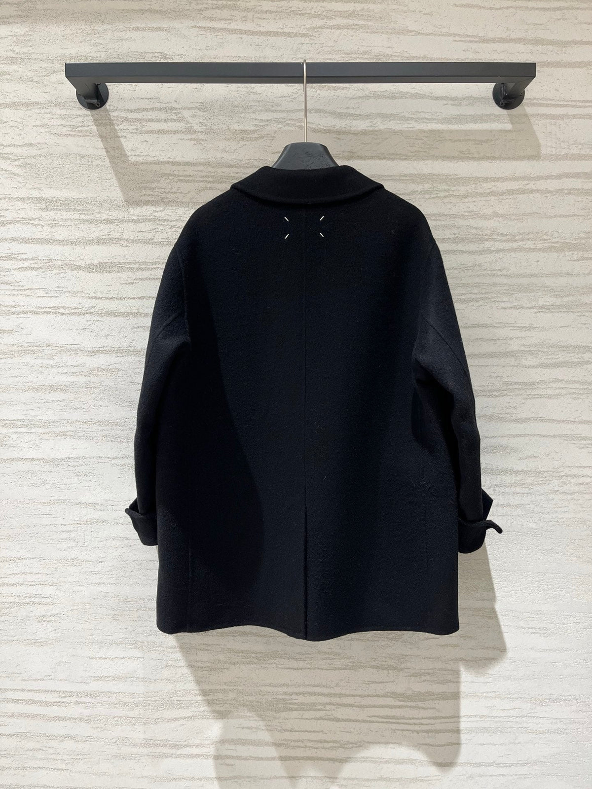 MM6 Double Breasted Coat in Black Wool