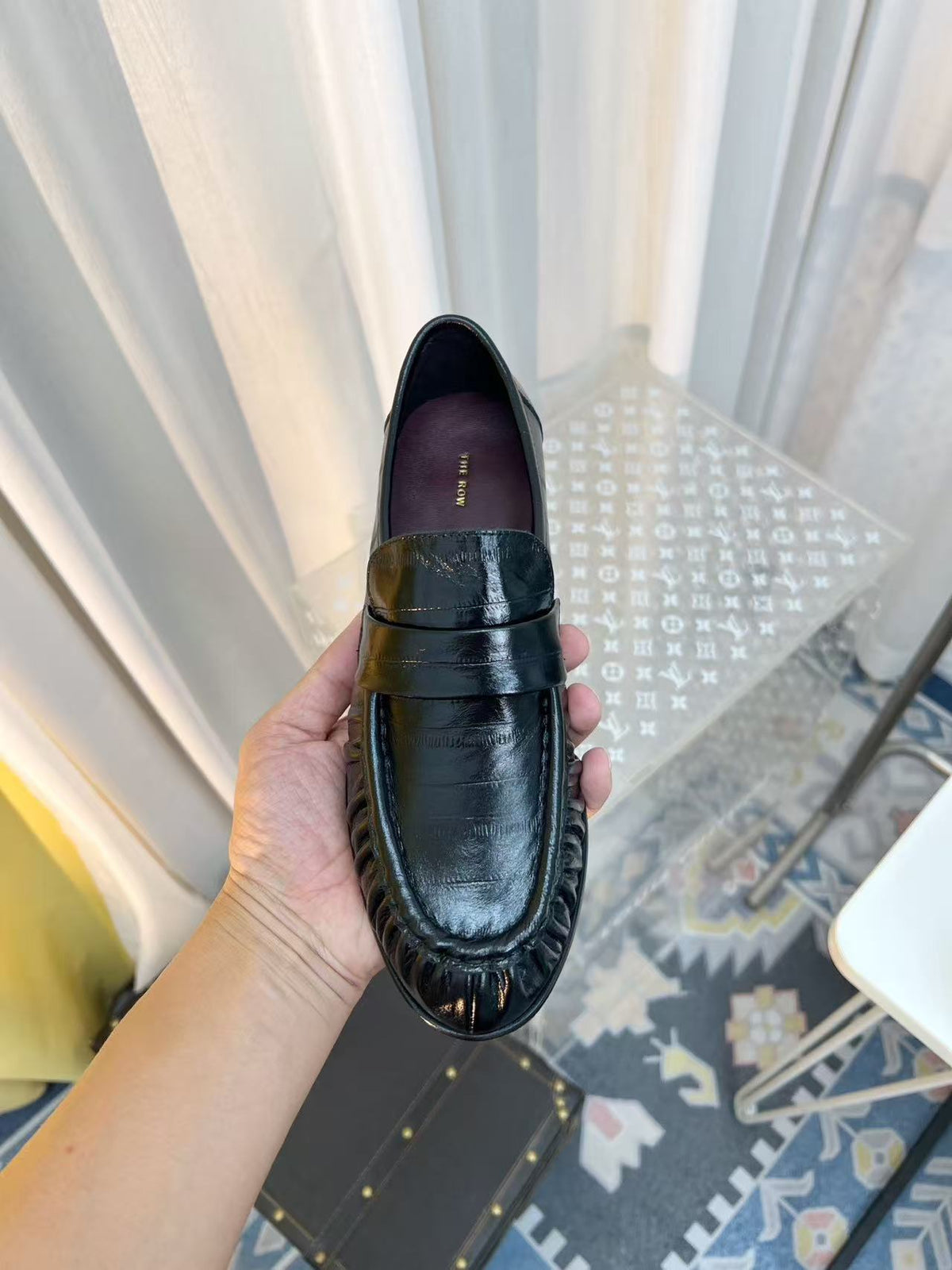 The Row Soft Loafer Black Eel Leather