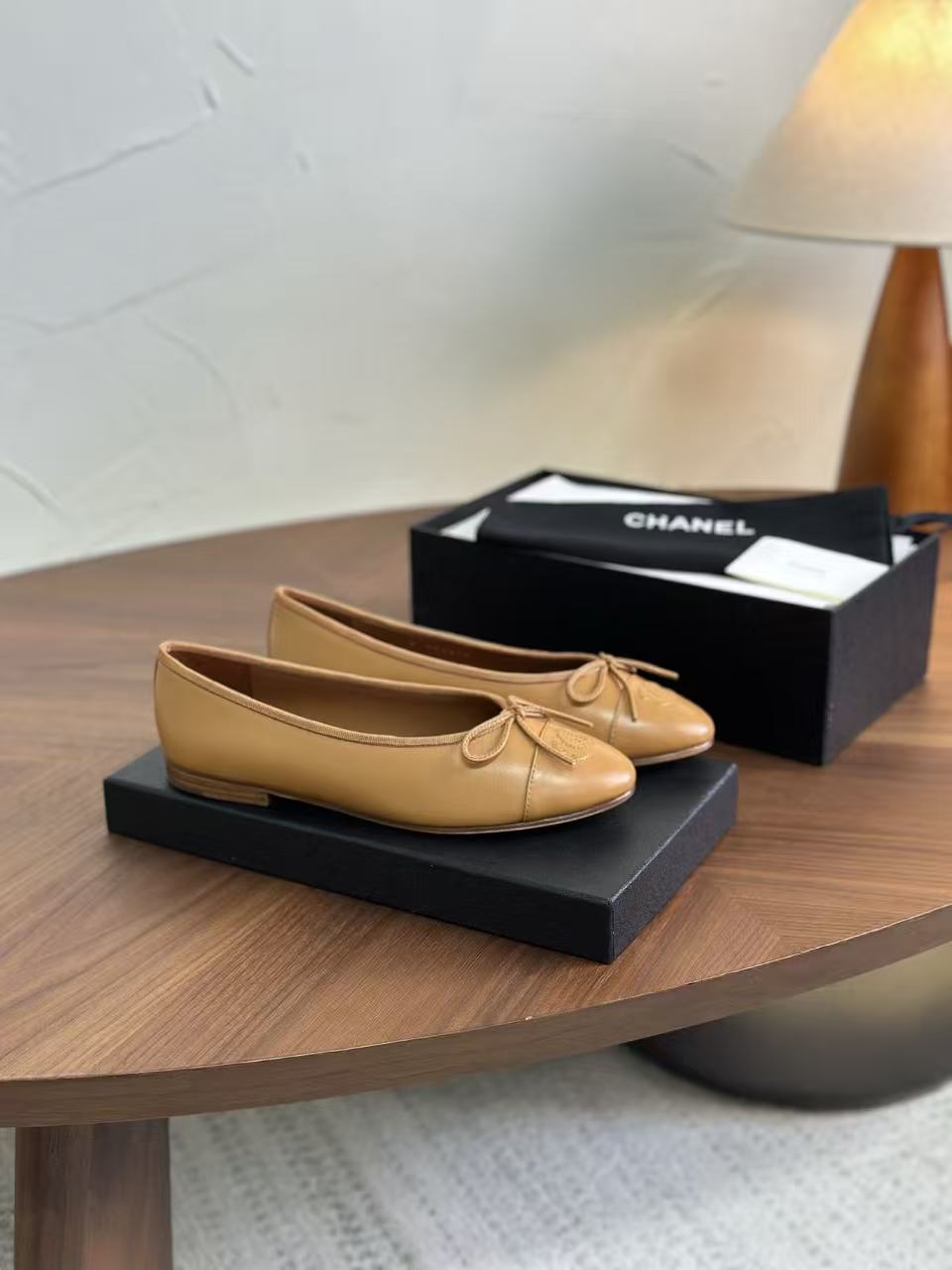 CC 26B Ballet Flats 1cm Camel Leather 122442